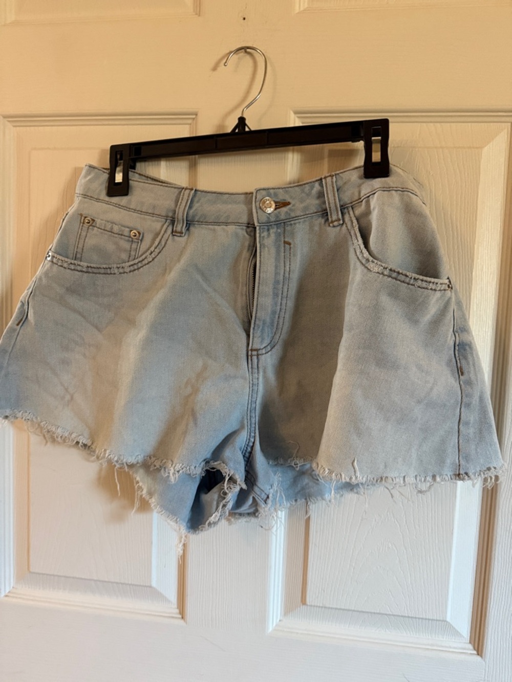ASOS Light Blue Denim Frayed-Hem Jean Shorts